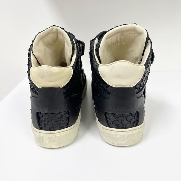 Louis Vuitton Reptile Sneaker Boot Black Leather High Top 12 Mens - Picture 6 of 14